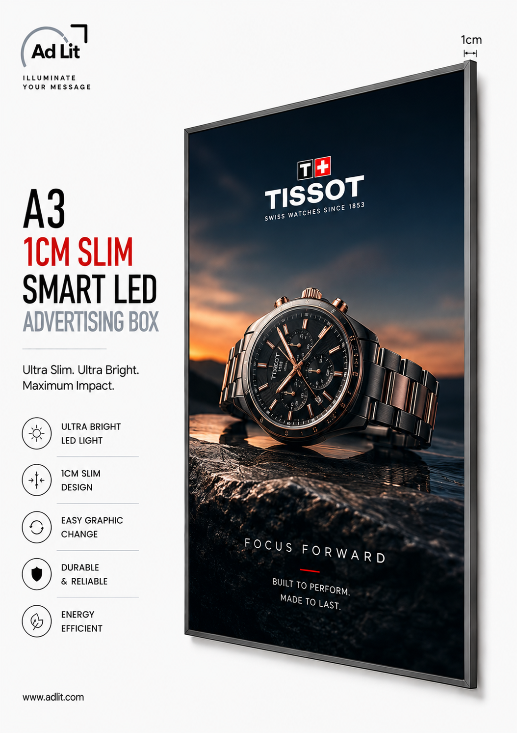 Ultra Slim Advertising Lightbox - A3 Size (11.69 × 16.54 inches)