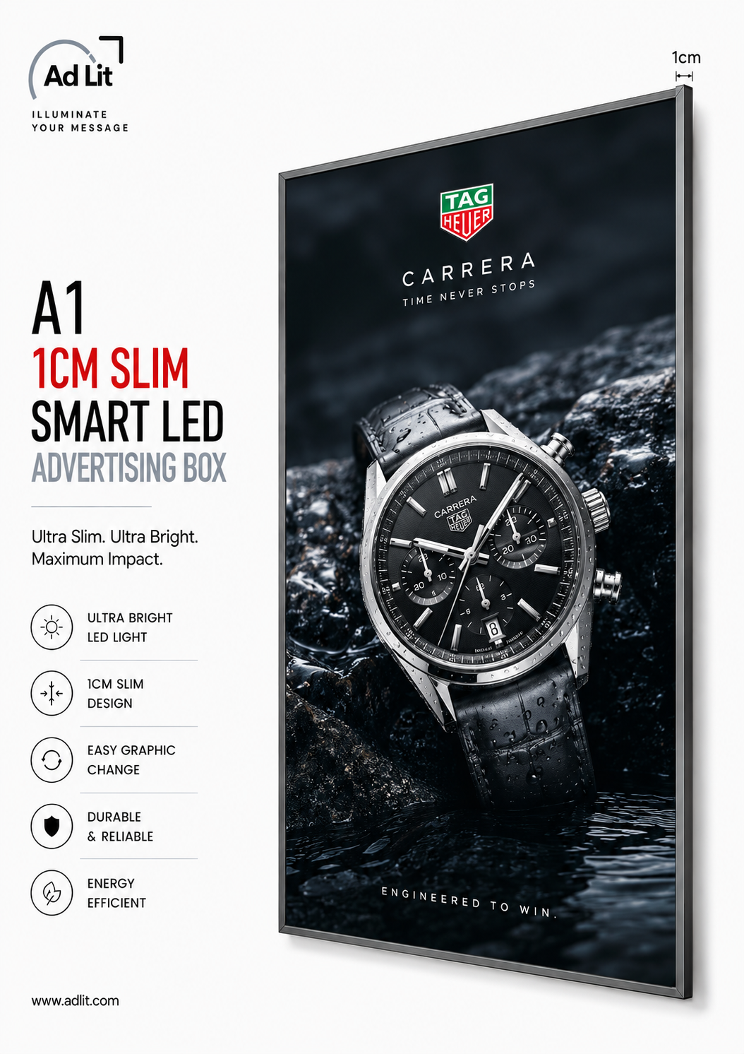 Ultra Slim Advertising Lightbox - A1 Size (23.39 × 33.11 inches)