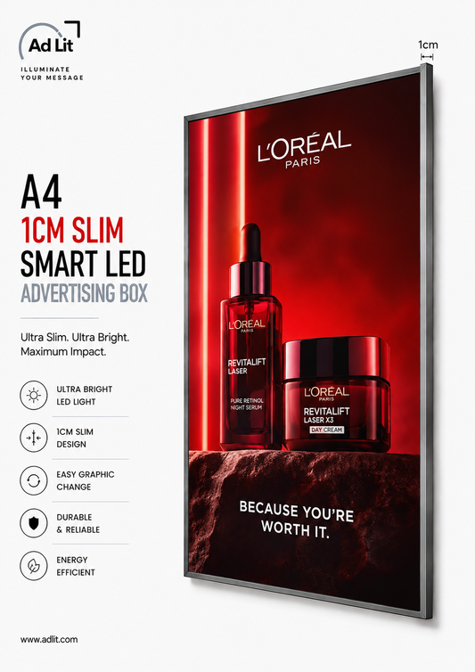 Ultra Slim Advertising Lightbox - A4 Size (8.27 × 11.69 inches)